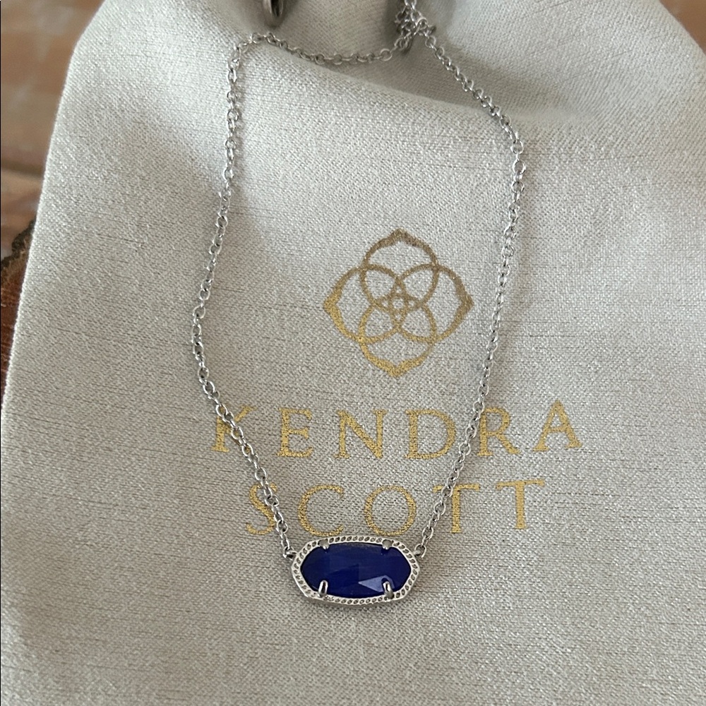 Kendra Scott Cobalt Blue Necklace with Silver Chain
